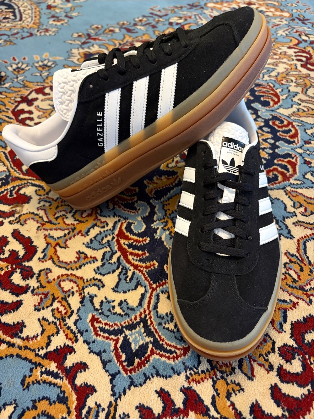 Adidas Gazelle Bold Women’s Size 9 Black White Gum Platform Sneakers NEW